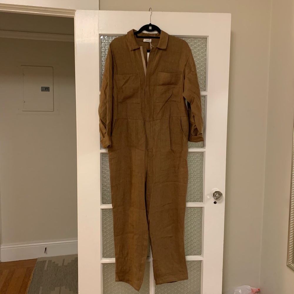OZMA of California Eva Jumpsuit Ochre Heavy Duty Linen Medium Large NWT